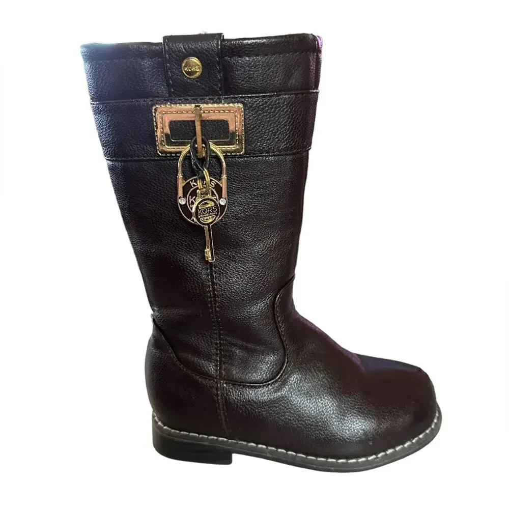 KORS Michael Kors lil Nina girl’s‎ brown dude zip boots size 7